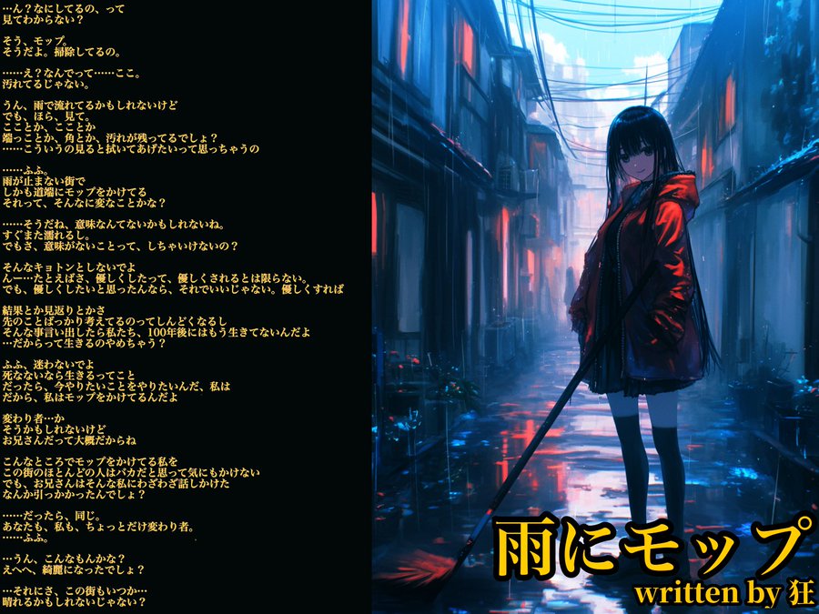 雨にモップ